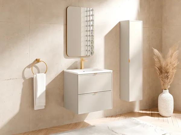 Vente-unique - ONDIL Bathroom furniture set Holz, Platte Beige - B 45 cm x H 60 cm x L 60 cm