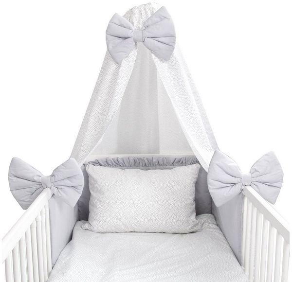 Amilian Babybettwäsche Set 7-teilig - Bettwäsche 100x135 - Kissenbezug 40x60 - mit Himmel, Vollstoffhimmel, 7 teilig, Komplett-Set für Babybett, Gitterbett - Kinderbettwäsche