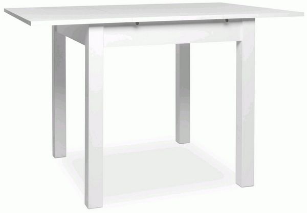 Newroom Esstisch Weiß 80 cm, ausziehbar inkl. 40cm Tischplatte Weiß Küchentisch Speisetisch
