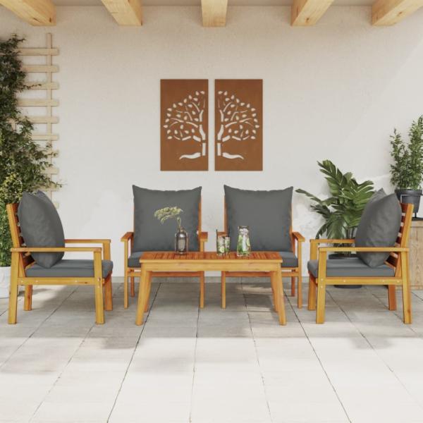 vidaXL 5-tlg. Garten-Lounge-Set mit Kissen Massivholz Akazie 3211805