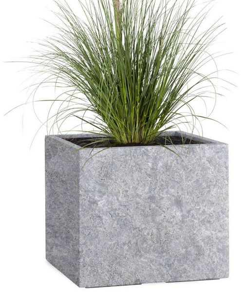 Pflanzwerk® Pflanzkübel CUBE Premium Fiberglas Blumenkübel Frostbeständig mit Lotus-Effekt, Lotus-Effekt - Handgefertigt - Eckig - Frostbeständig