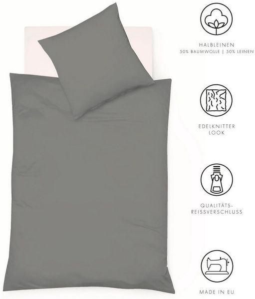 fleuresse Bettwäsche Provence in Gr. 135x200, 155x220 oder 200x200 cm, Halbleinen, 2 teilig, Halbleinen, 50% Baumwolle, 50% Leinen, Gr. 135x200, 155x220, 200x200cm