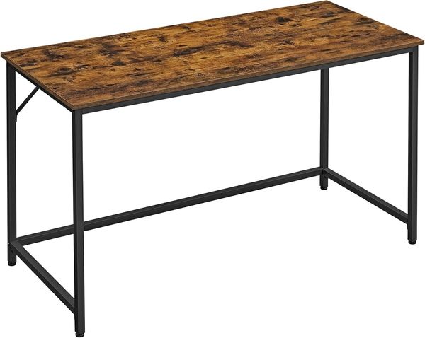 Vasagle Schreibtisch, Industrie-Design, Metallgestell, Vintagebraun, 140 x 60 x 75 cm
