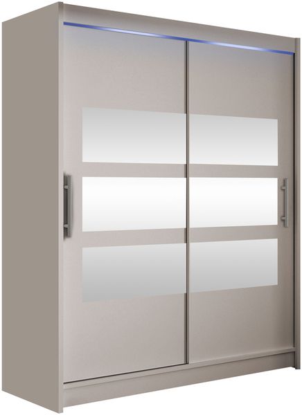 Kleiderschrank Westa VII, mit RGB LED Beleuchtung, Farbe: Cashmere / Spiegel