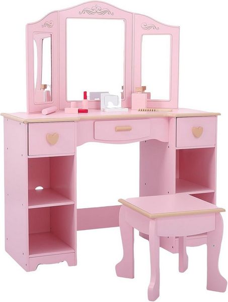 GarveeMore Schminktisch Kinderschminktisch mit Hocker Kinder Schminktisch Mädchen