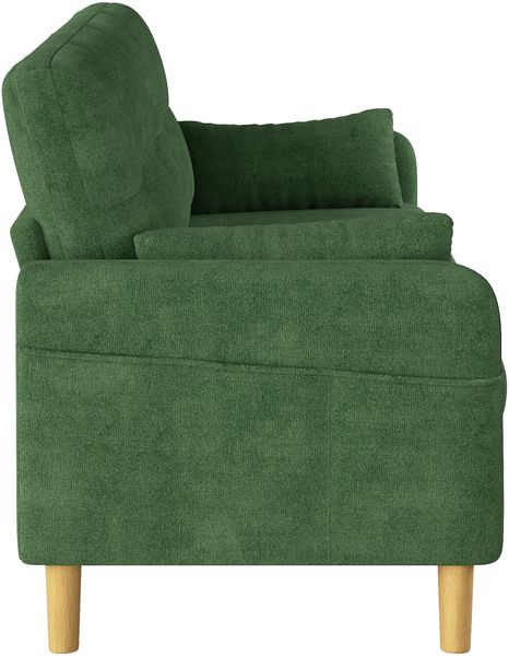 Merax Zweisitzer Sofa mit dicken weichen Polstern, 2 Kissen und seitlicher Aufbewahrungstasche, Chenillegewebe, Grün Bild 8