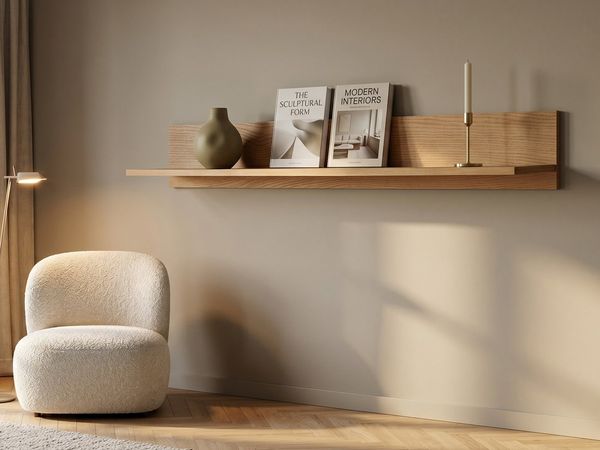 Massivart® Wandboard 153 cm Breite Wildeiche geölt »ARAYA«, Stauraum · große Ablagefläche · Wandregal