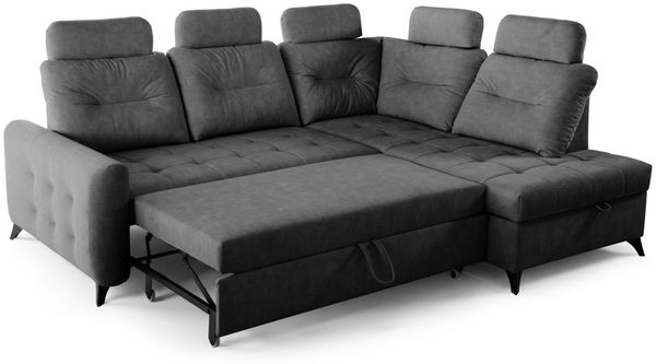 Ecksofa Schlafsofa Sofa WENDIE Stoff Hold Me Dunkelgrau Ottomane Rechts Bild 3