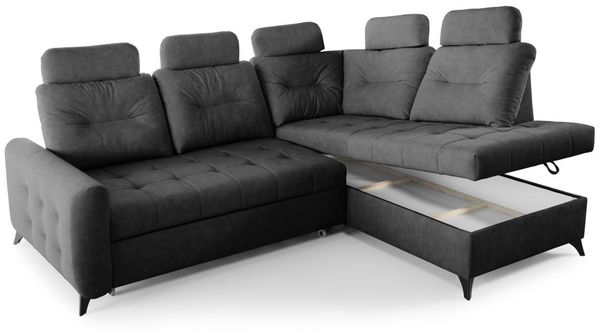 Ecksofa Schlafsofa Sofa WENDIE Stoff Hold Me Dunkelgrau Ottomane Rechts Bild 2
