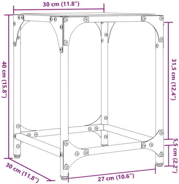 vidaXL Couchtisch mit Glasplatte Transparent 30x30x40 cm Stahl 845950 Bild 8