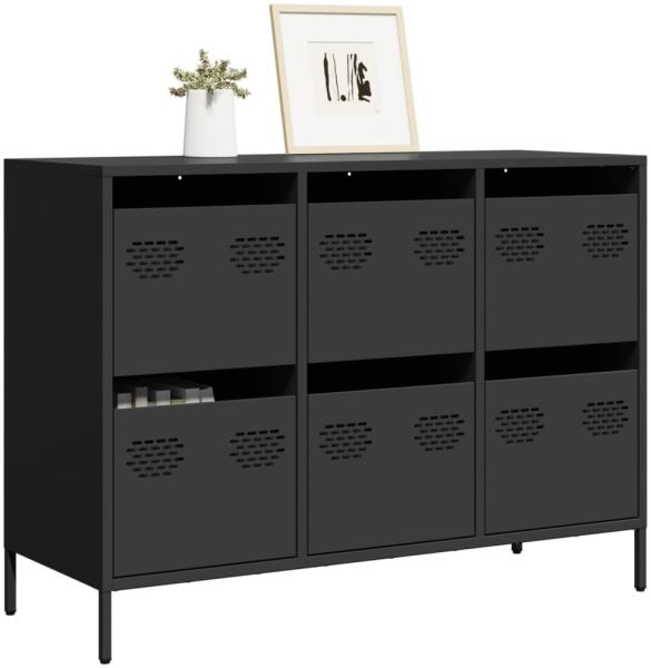 vidaXL Sideboard Schwarz 101,5x39x73,5 cm Kaltgewalzter Stahl 851262