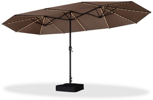 PURPLE LEAF Sonnenschirm Rechteckiger Doppelseitiger Sonnenschirm, Großer Tischsonnenschirm, LxB: 455x270 cm, mit 12 Schirmstreben, Kettenverschluss, mit Handkurbel, für Garten