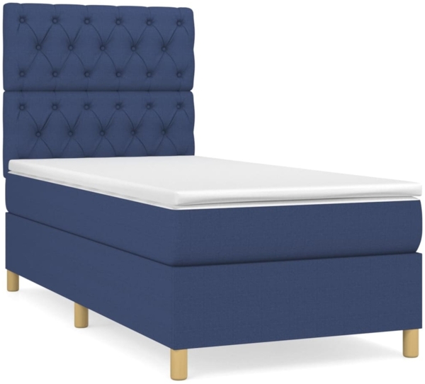 vidaXL Boxspringbett mit Matratze Blau 80x200 cm Stoff 3142535