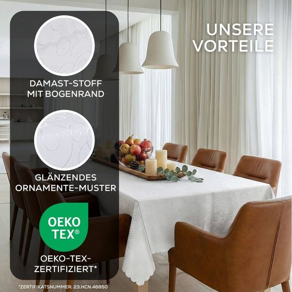 Beautex Tischdecke Damast Ornamente bügelfrei fleckenabweisend pflegeleichte Tischwäsche (1-tlg)