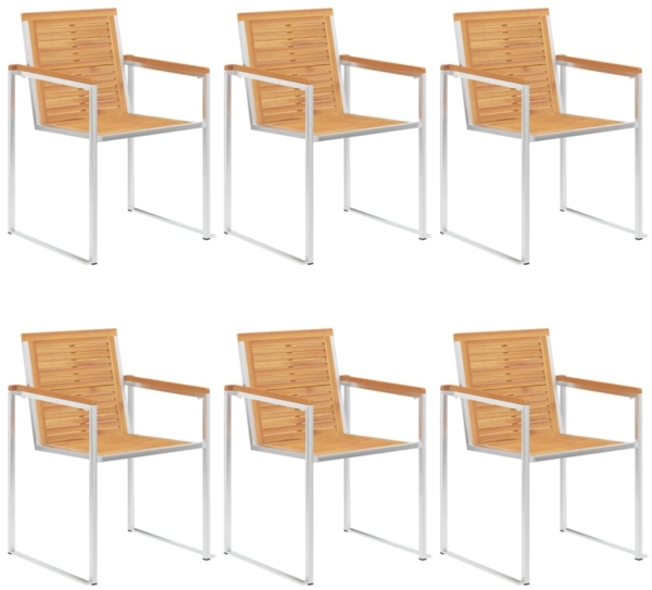 vidaXL Gartenstühle 6 Stk. mit Kissen Massivholz Teak 3078586 Bild 2