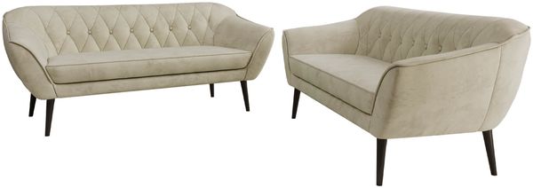 Wohnzimmerset Möbelset PIRS 3-3, Armlehnen, Wellenfederung, schwarze Füße, Dreisitzer Sofa, Polstermöbel Set - Hellgrau Velvet Bild 7
