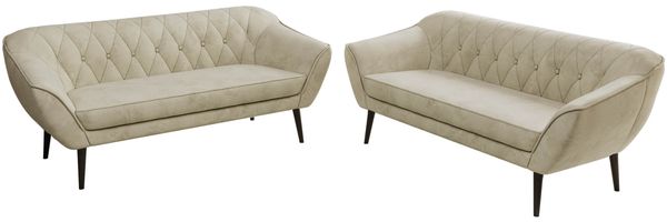 Wohnzimmerset Möbelset PIRS 3-3, Armlehnen, Wellenfederung, schwarze Füße, Dreisitzer Sofa, Polstermöbel Set - Hellgrau Velvet Bild 8