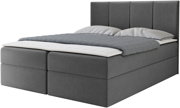 Boxspringbett Rebos, Grau, 140x200 cm