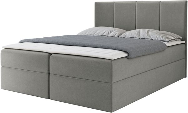 Boxspringbett Rebos, Grau, 140x200 cm