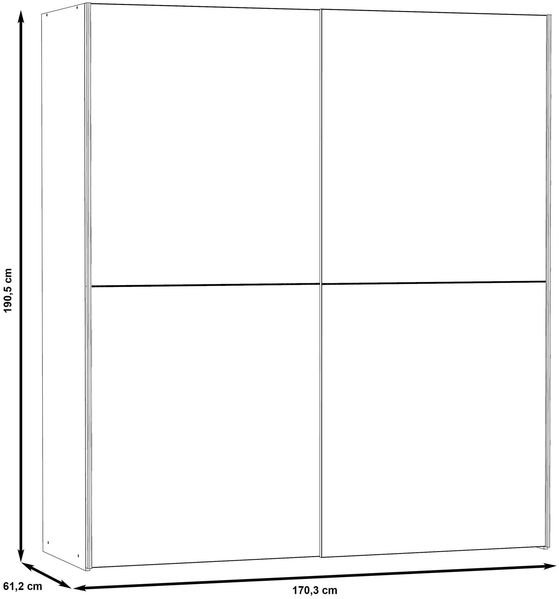 Schwebetürenschrank >Vrillisia< in Sonoma-Eiche - 170,3x190,5x61,2cm (BxHxT) Bild 9