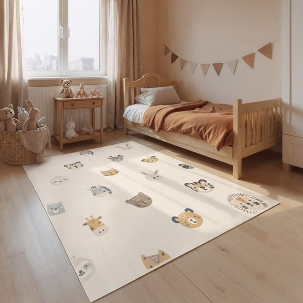 HANSE Home Kinderteppich Tiny Zoo, rechteckig, Höhe: 10 mm, Pflegeleicht, Weich, Kinderzimmer, Spielteppich, Spielunterlage