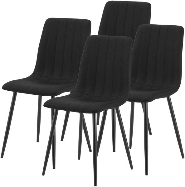 en. casa Esszimmerstuhl Elsern 4er Set, Schwarz, 89x43x52 cm