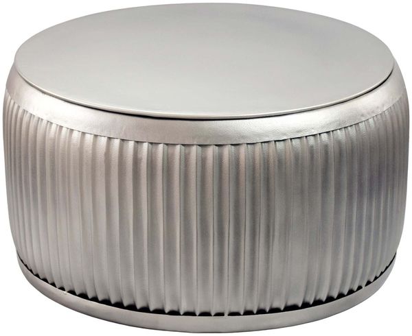 Couchtisch Metall Rund 60cm Silber mit abnehmbarer Tischplatte - Design Wohnzimmertisch mit Stauraum - Extravaganter Loungetisch Metall - Moderner Sofatisch - Beistelltisch Handmade