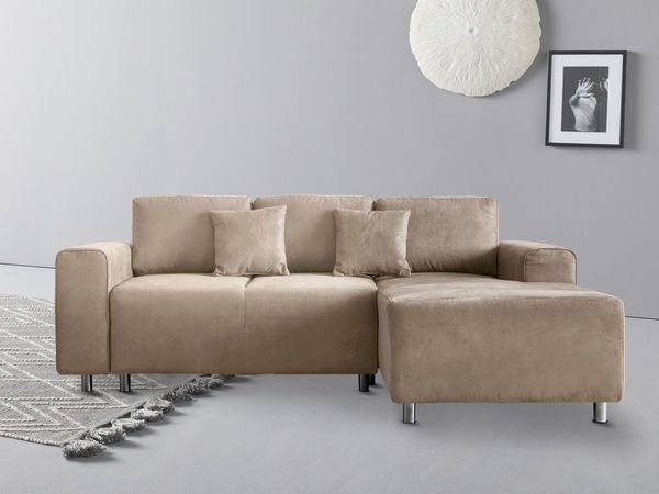 Home affaire Ecksofa Györ, L-Form, wahlweise mit Bettfunktion und Bettkasten incl. 2 Zierkissen