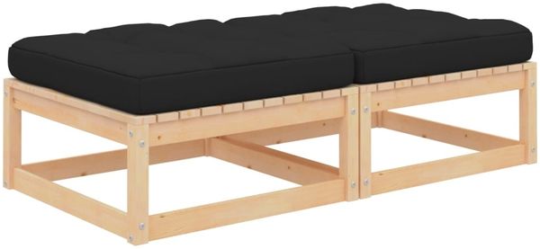 vidaXL Gartenhocker mit Kissen 2 Stk. Massivholz Kiefer 807291