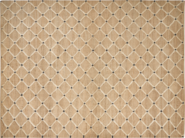 Teppich Jute beige 300 x 400 cm geometrisches Muster Kurzflor KALEKOY