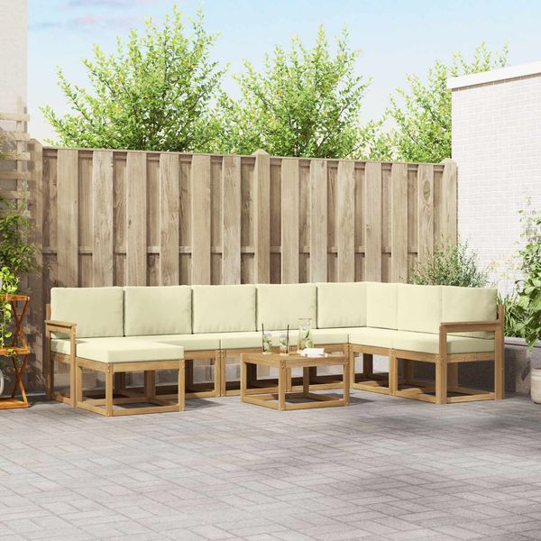 vidaXL Outdoor-Sofagarnitur mit Kissen 9 pcs Weiß und Creme 3388074