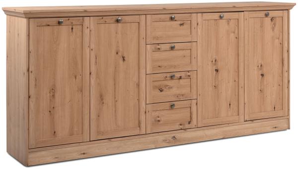 Kommode Sideboard Landhausstil 200 cm breit Holz Eiche Anrichte Schrank Beistellschrank Wohnzimmerschrank mit Stauraum Highboard