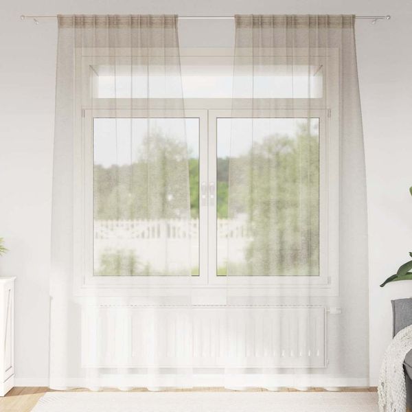 vidaXL Voile-Vorhang mit Vorhängen 2 pcs Sand 260 x 140 cm Polyester 4108021