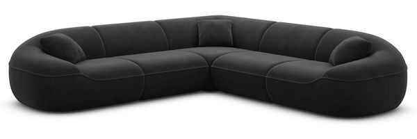 Samtstoff Ecksofa Solmare L Form - Samtstoff - schwarz