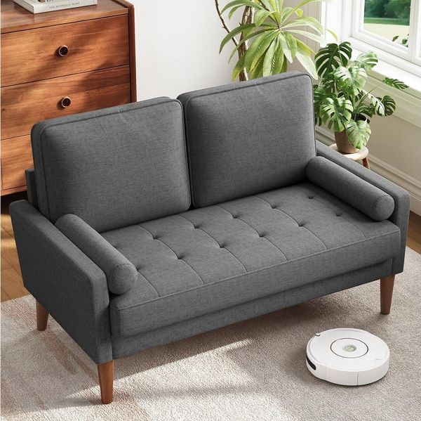 OUNUO 2-Sitzer Sofa 2 Sitzer, Modernes 2er Sofa mit 2 Wurfkissen