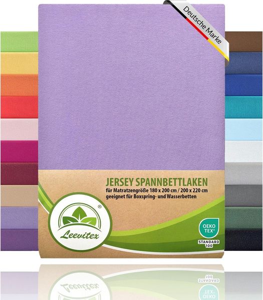leevitex® Spannbettlaken Spannbettlaken Boxspringbett & Wasserbett Spannbettlaken 150 g/m², Gummizug: rundum, Mako-Baumwolle, ÖkoTex, 180x200 – 200x220 cm + 40 cm Steg