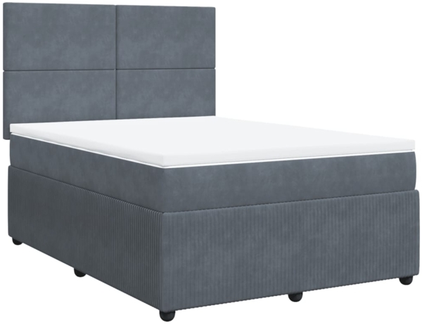 vidaXL Boxspringbett mit Matratze Dunkelgrau 140x190 cm Samt 3294629 Bild 2