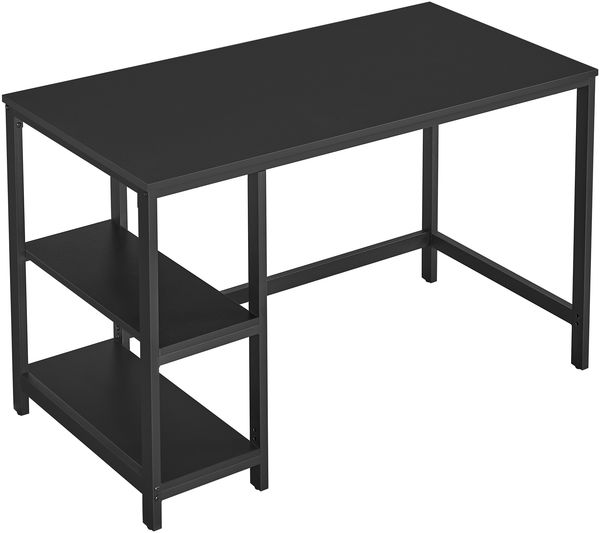 Vasagle Schreibtisch im Industrie-Design, mit 2 Ablagen auf der rechten oder linken Seite, Stahlgestell, Schwarz, 120 x 60 x 75 cm