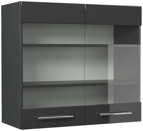 Küchenglasschrank Fame-Line Anthrazit Hochglanz 80 cm Vicco