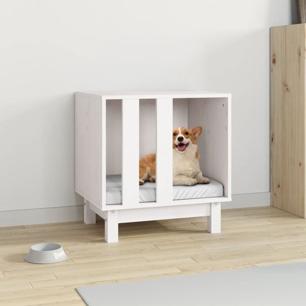vidaXL Hundehütte Weiß 50x40x52 cm Massivholz Kiefer 822472