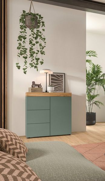 OTTO home Kommode MAMBO, TOPSELLER!, Breite 77cm, 1 Tür, 3 Schubkästen, push-2-open (1 St, 2 farbige Ausführung, in verschiedenen Farben erhältlich), Kommode, Anrichte, Wohnzimmer, Schlafzimmer