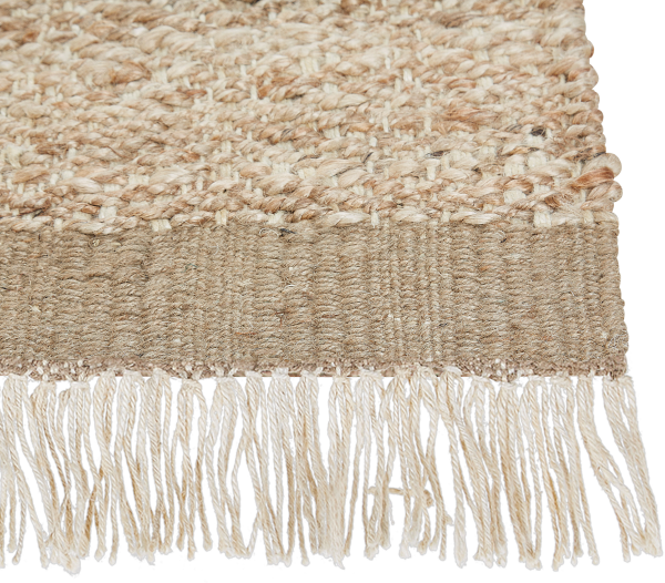 Teppich Jute beige geometrisches Muster 160x230 cm Kurzflor ABANA