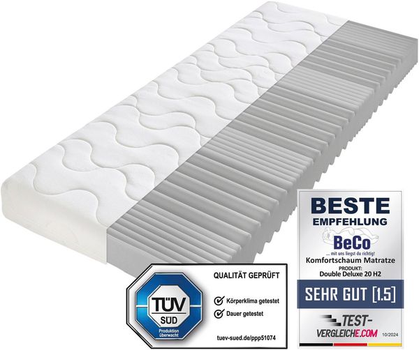 7-Zonen Matratze Double DeLuxe: TÜV-geprüft & Made in Germany 90x200 H3