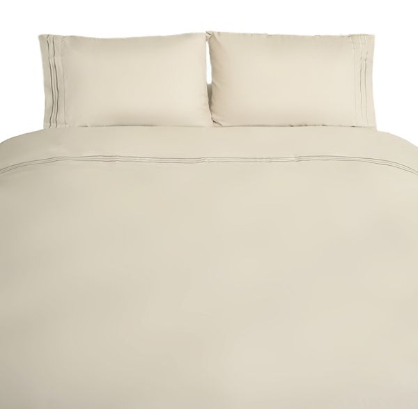 Bettwäsche 200 x 220 cm mit 2 Kissenbezüge 50 x 70 cm - 4-teilig für 2 Personen Creme