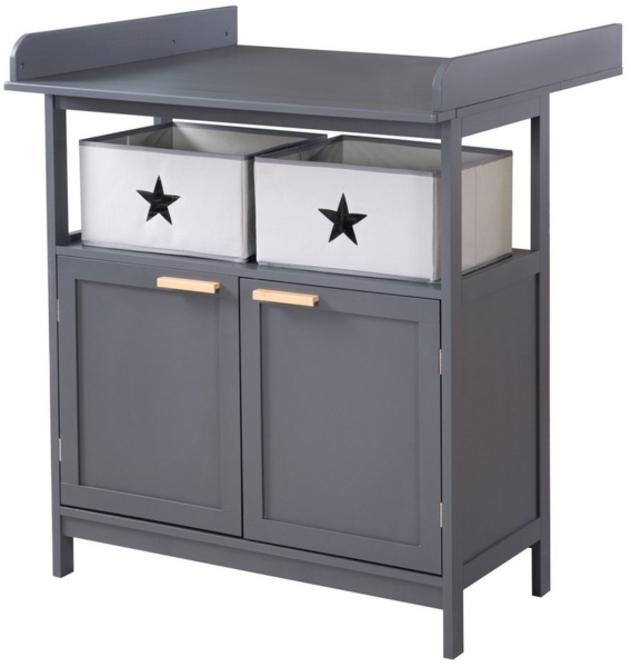 roba® Wickelkommode Hamburg, mit Ansatz, 2 Türen & Boxen, Wandbefestigung - Griffe aus Bambus Bild 5