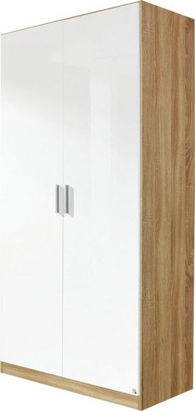 Drehtürenschrank Chile / Celle, Holzwerkstoff, Weiß, Holzfarben, 91 x 197 x 54 cm