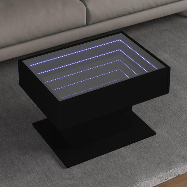 vidaXL LED-Couchtisch Schwarz 70x50x45 cm Holzwerkstoff 847533