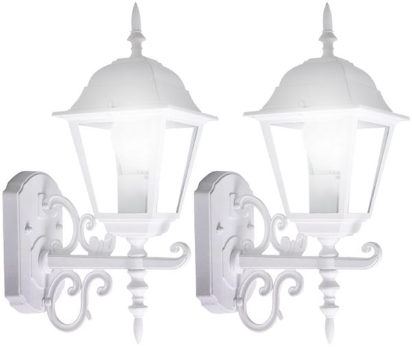 2er Set LED Wandlaternen, Aluminium weiß, H 44,5 cm, VT-761