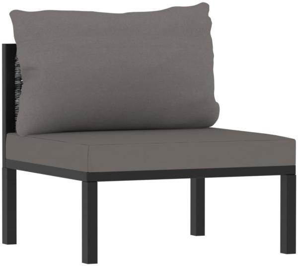 vidaXL Sofa-Mittelelement mit Kissen Poly Rattan Anthrazit 49398