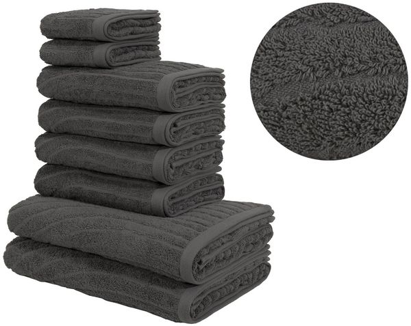 OTTO home Handtuch Set Ognon, Duschtücher, Handtücher, Gästetücher, Zen, Scandi, Boho, Frottier (Set, 8-St), Muster, Hoch-Tief-Struktur, einfarbig, Handtuch-Set, 100% Baumwolle